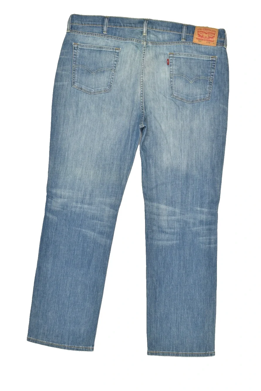 Levi's 514 Men's Straight Fit Jeans Blue Denim Size 42x32 99% Cotton Blend Light